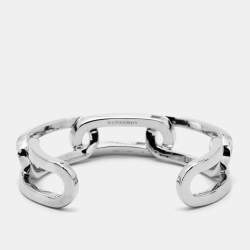 Burberry Chain Link Motif Silver Tone Open Cuff Bracelet M