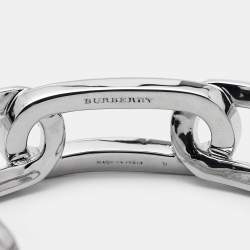 Burberry Chain Link Motif Silver Tone Open Cuff Bracelet M
