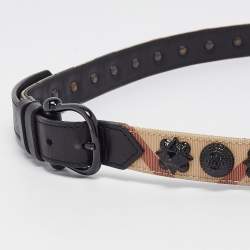 Pre Owned Burberry Beige/Black Supernova Check Coated Canvas and Leather Embellished Buckle Belt 100 CM