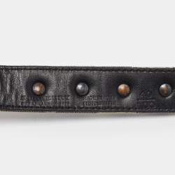 Pre Owned Burberry Beige/Black Supernova Check Coated Canvas and Leather Embellished Buckle Belt 100 CM