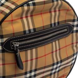 Burberry Black/Beige Vintage Check Nylon and Leather Large Barrel Bag