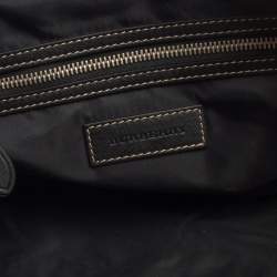 Burberry Black/Beige Vintage Check Nylon and Leather Large Barrel Bag