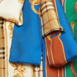 Pre Owned Burberry Multicolor Archive Scarf Print Silk Tie-Neck Shirt S