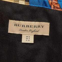 Pre Owned Burberry Multicolor Archive Scarf Print Silk Tie-Neck Shirt S