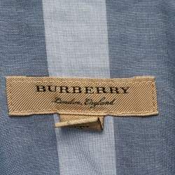Pre Owned Burberry Blue Novacheck Cotton Belted Short Dress L