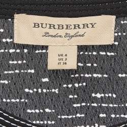 Pre Owned Burberry Black Patterned Silk Flared Midi Dress XS