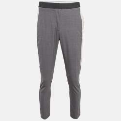Burberry Grey Contrast Stripe Wool Trousers M