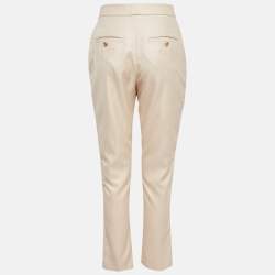 Pre Owned Burberry Beige Wool Blend Trousers S