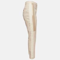 Pre Owned Burberry Beige Wool Blend Trousers S