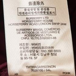 Burberry Brit Burgundy Cotton Zip Front Jacket L