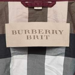 Burberry Brit Burgundy Cotton Zip Front Jacket L