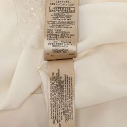 Pre Owned Burberry Cream Silk Neck Tie Long Sleeves Top S