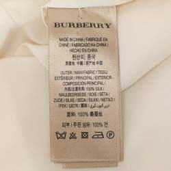 Pre Owned Burberry Cream Silk Neck Tie Long Sleeves Top S