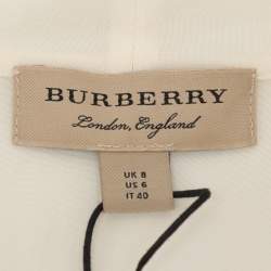 Pre Owned Burberry Cream Silk Neck Tie Long Sleeves Top S