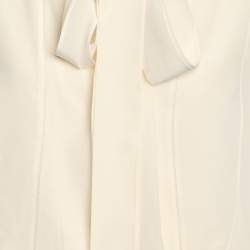 Pre Owned Burberry Cream Silk Neck Tie Long Sleeves Top S