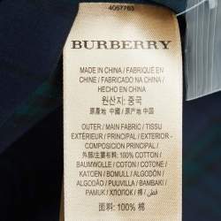 Pre Owned Burberry Navy Blue Plaid Cotton Ruffled Mini Dress L