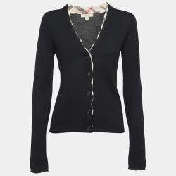 Pre Owned Burberry Black Wool Knit Button Front Cardigan M