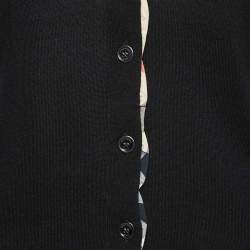 Pre Owned Burberry Black Wool Knit Button Front Cardigan M