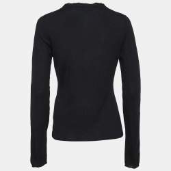 Pre Owned Burberry Black Wool Knit Button Front Cardigan M