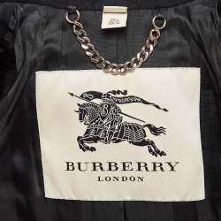Burberry Black Wool Badge Detail Trench Coat XXS