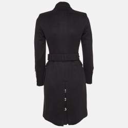 Burberry Black Wool Badge Detail Trench Coat XXS