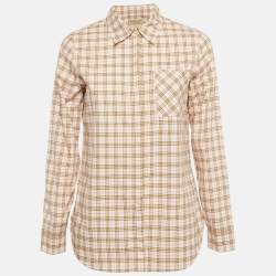 Burberry Pink Checked Cotton Button Front Shirt S