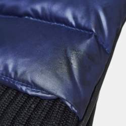 مملوكة مسبقًا Burberry Navy Blue Synthetic Detachable Fox Fur Collar Quilted Jacket S