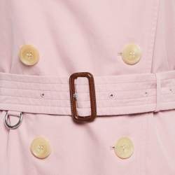 Pre Owned Burberry Pink Gabardine Double Breasted Trench Coat S