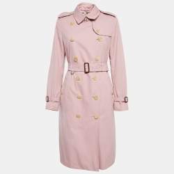 Pre Owned Burberry Pink Gabardine Double Breasted Trench Coat S