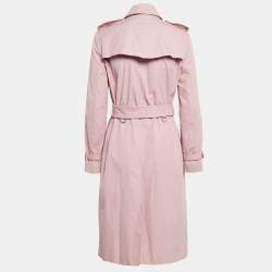 Pre Owned Burberry Pink Gabardine Double Breasted Trench Coat S