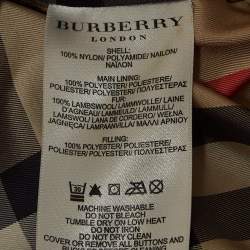 Pre Owned Burberry London Black Synthetic Fur Collar Trench Coat S