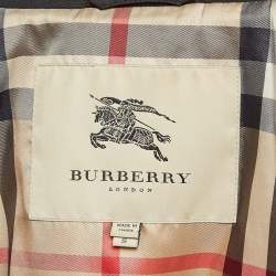 Pre Owned Burberry London Black Synthetic Fur Collar Trench Coat S