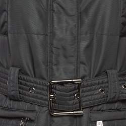 Pre Owned Burberry London Black Synthetic Fur Collar Trench Coat S