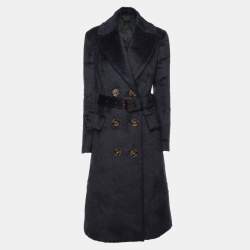 Burberry Prorsum Navy Blue Alpaca Wool Wait Belt Coat M