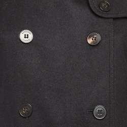 Burberry Black Wool Mid Length Double Breasted Coat M