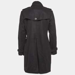 Burberry Black Wool Mid Length Double Breasted Coat M