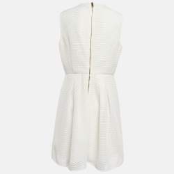 Pre Owned Burberry White Mesh Flared Sleeveless Short Dress L