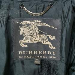 Burberry Navy Blue Gabardine Double Breasted Trench Coat S