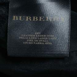 Burberry Black Leather Belted Button Front Jacket S