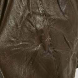 Burberry Brown Leather Double Breasted Trench Coat S