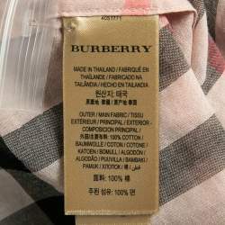 مملوكة مسبقًا Burberry Pink Plaid Cotton Puff Sleeves Ruffled Button Front Top S