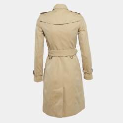 Pre Owned Burberry Beige Gabardine Cotton Belted Trench Coat XXS
