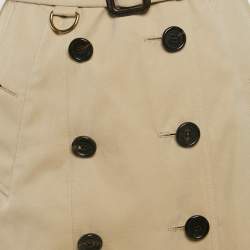 Pre Owned Burberry Beige Gabardine Cotton Belted Trench Coat XXS
