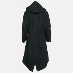 Pre Owned Burberry London Black Synthetic Adjustable Waist Mid-Length Coat S