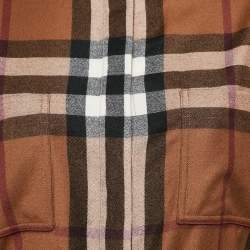 Pre Owned Burberry Brown Plaid Wool Belted Shirt Dress M