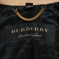 Pre Owned Burberry Brown Gabardine Double Breasted Coat S