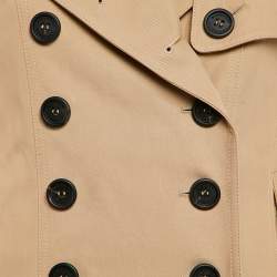 Pre Owned Burberry Brown Gabardine Double Breasted Coat S