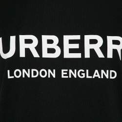 Pre Owned Burberry Black Logo Print Cotton Jersey Crew Neck T-Shirt S
