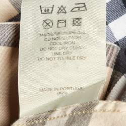 Pre Owned Burberry Beige Plaid Cotton Button Front Shirt XL