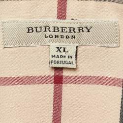 Pre Owned Burberry Beige Plaid Cotton Button Front Shirt XL